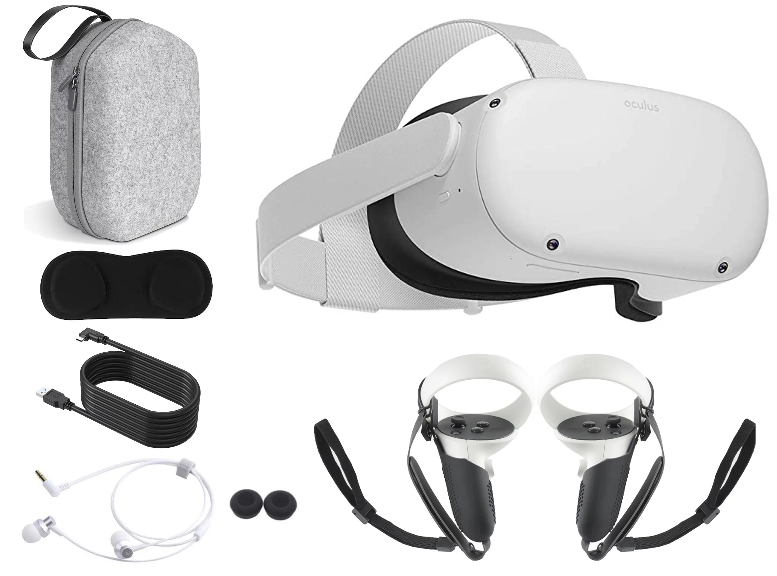 2022 Oculus Quest 2 All-In-One VR Headset with Touch Controllers, 256GB SSD, 3D Audio,Holiday Bundle: Marxsol Carrying Case, Earphone,10Ft Link Cable