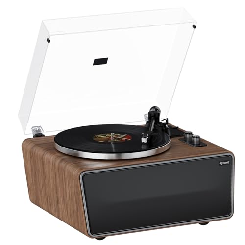 All in One Vinyl Record Player,Bluetooth Turntable Built in 4 Stereo Speakers Phono Preamp