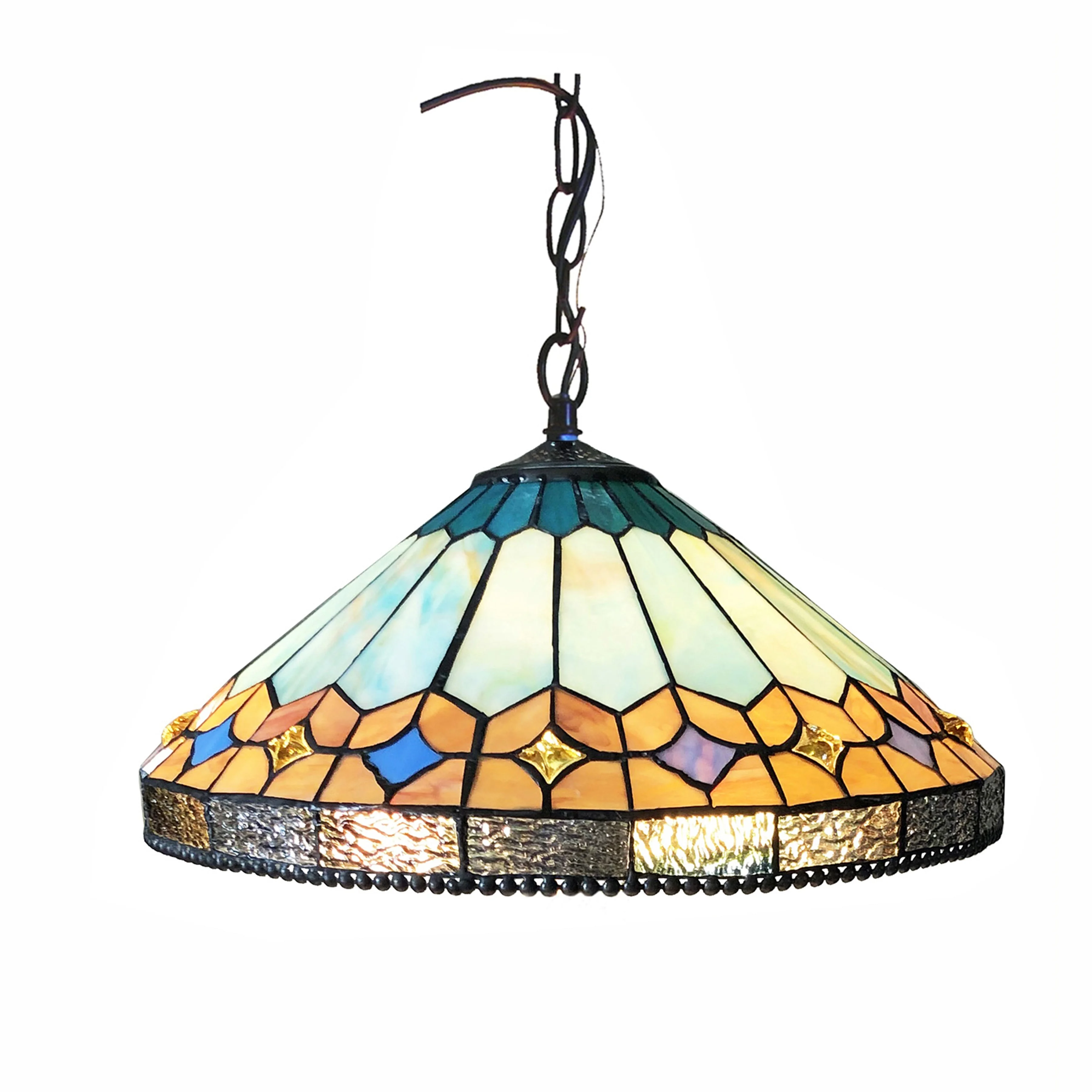 RADIANCE Goods Tiffany-Style Mission Stained Glass Ceiling Pendant 18" Height