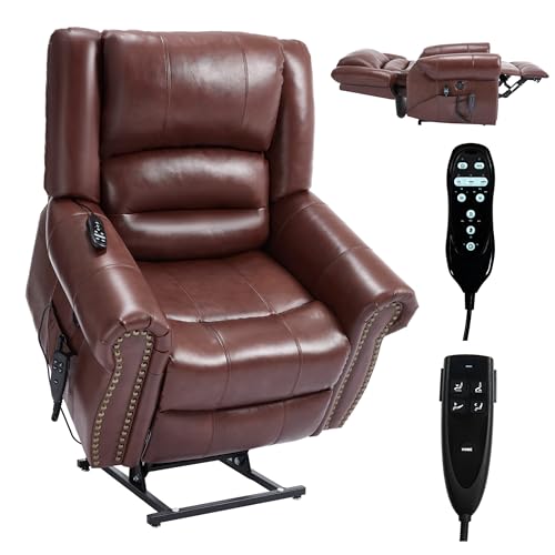 Dual Motor Power Lift Chair, Lay Flat Recliner Chair, Electric Recliner with Massage and Heat for Elderly, Remote Control, Infinite Position