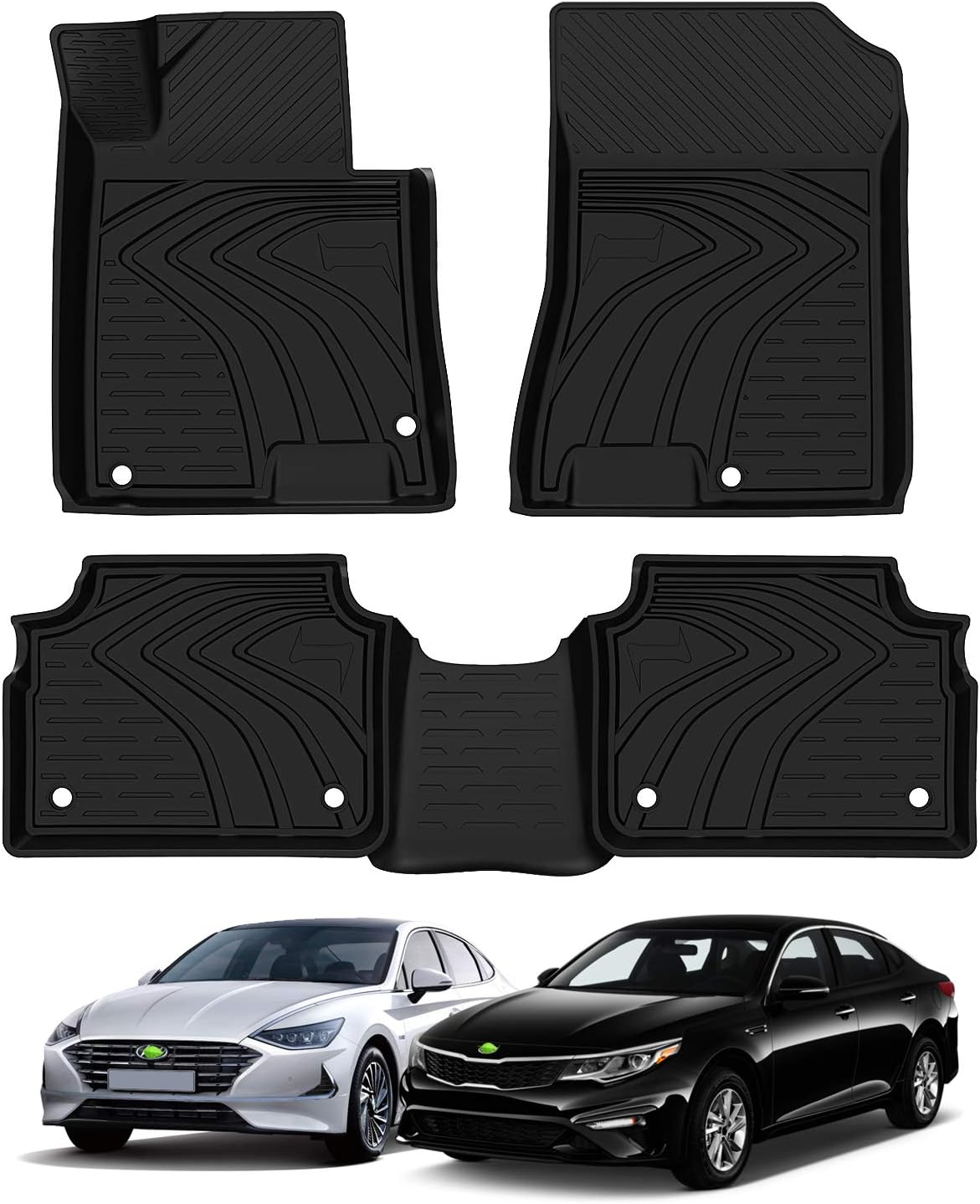 KUST Floor Mats for KIA K5 2021 2022 (Only FWD Models)/2020 2021 2022 Hyundai Sonata Accessories All Weather Car Mats Heavy Duty Rubber Custom Fit