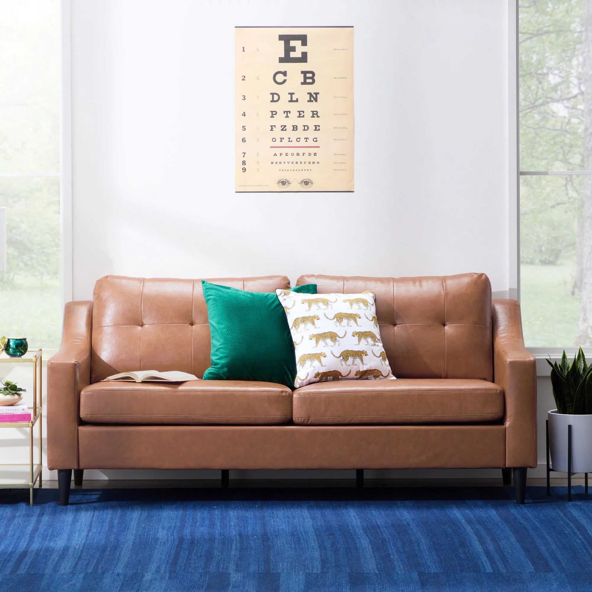 Mayview Tudy Upholstered Sofa, Camel Faux Leather