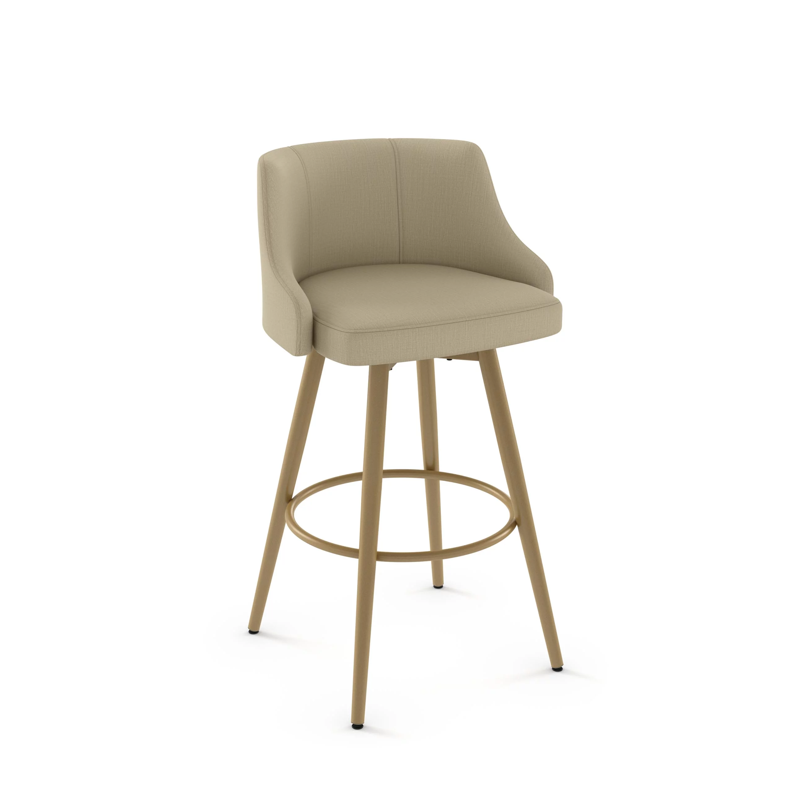 Amisco Duncan 26 In. Swivel Counter Stool - Beige Fabric / Golden Metal