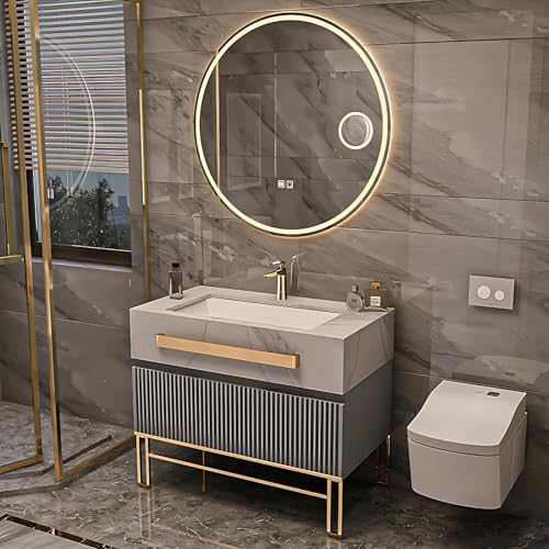 Bathroom Vanity with Sink - Bathroom Vanity Set includes Smart Defog Mirror, Modern Bathroom Sink Cabinet