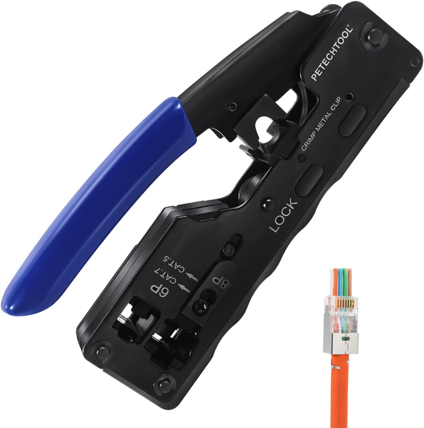 RJ45 Crimp Tool Ethernet Crimping Tool Wire Cutter Crimper For Cat7 Cat6a Cat6 Cat5e Pass Through Connectors