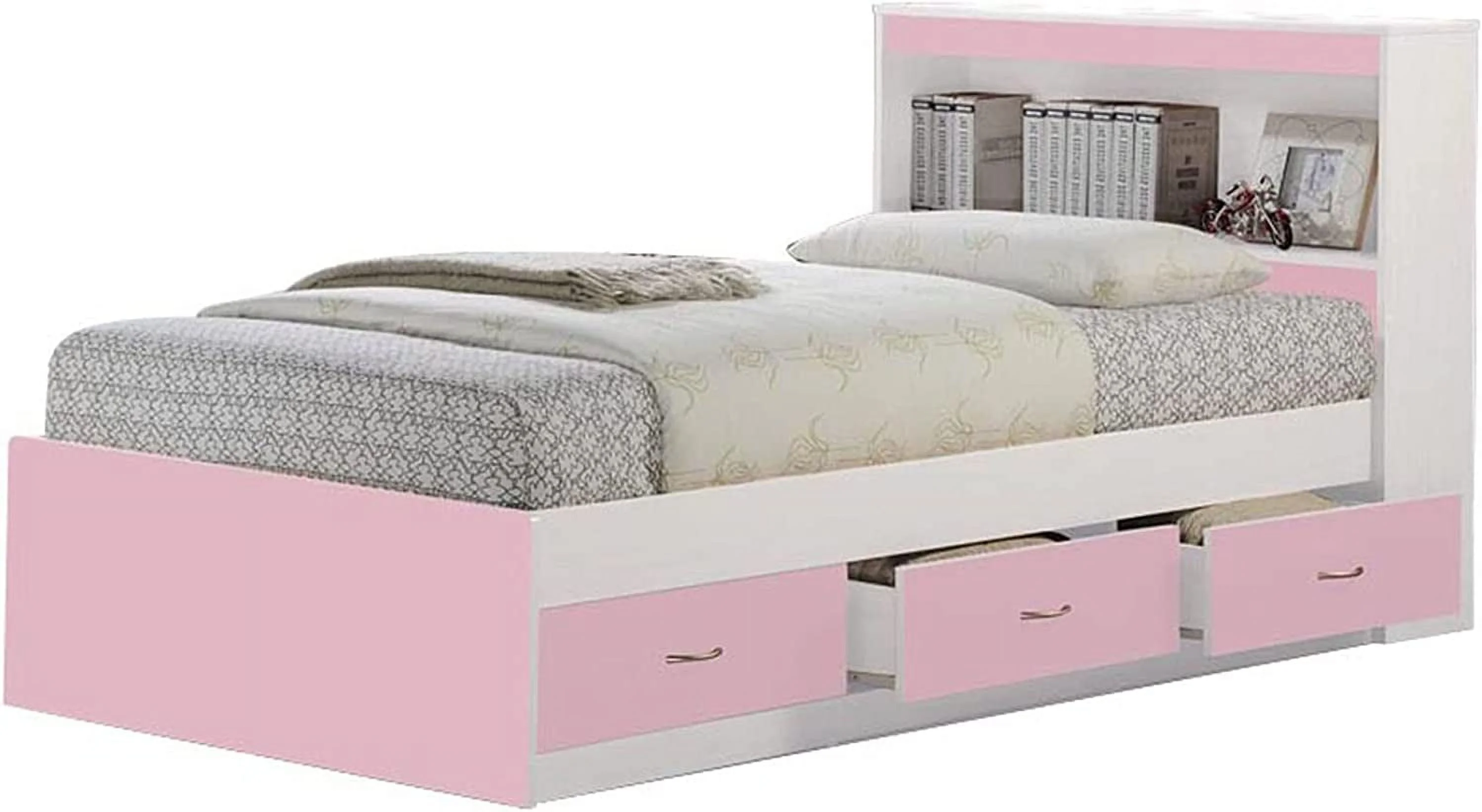 Twin-Size Captain Bed with 3-Drawers and Headboard in Mahogany.