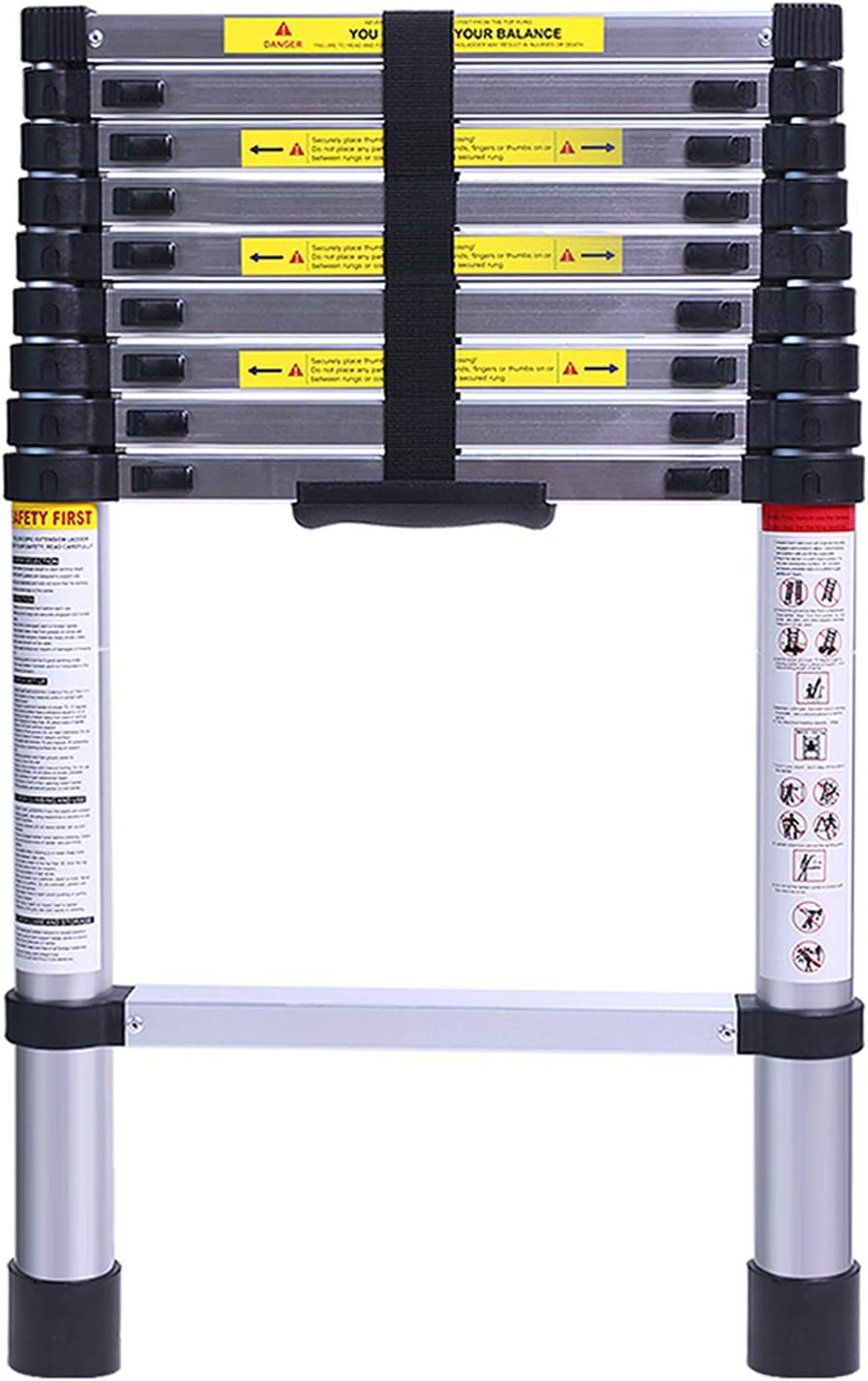 9.5FT Extension Telescoping Ladder, Aluminum Telescopic Ladders, Retractable Folding Ladder for RV, Loft, Attic, Home, 330LB Capacity