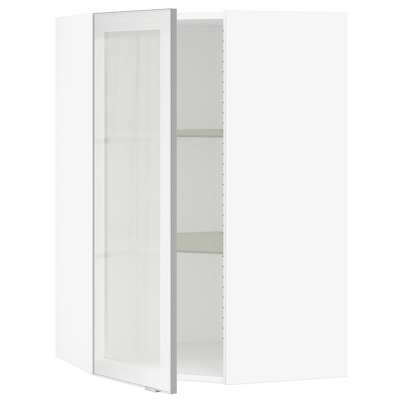 IKEA - SEKTION Corner Wall Cabinet with Glass DOOR, white/Jutis Frosted Glass, 26x15x40 69041668