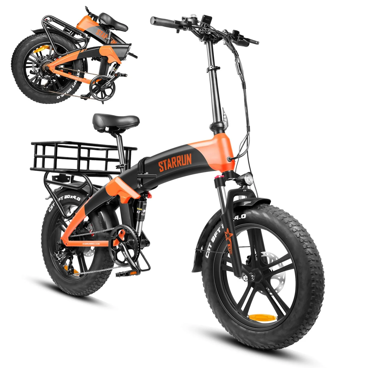 Folding Electric Bike Full Suspension 750W 20MPH Color Display 7 Speed 20" x 4.0 Fat Tire Ebikes for Adults Electric Bicycle
