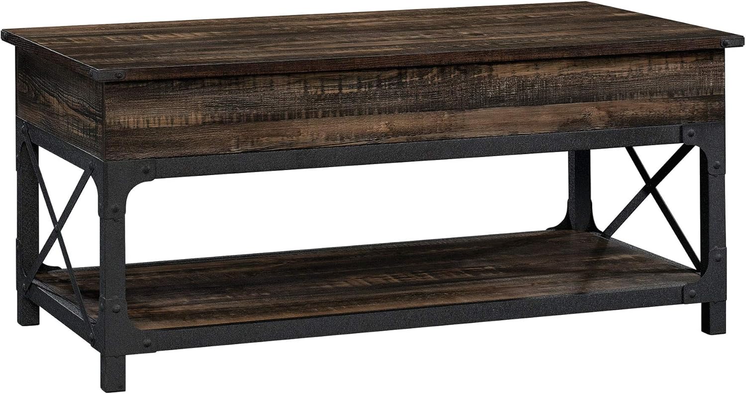 Sauder 425671 Steel River Lift-Top Coffee Table, Carbon Oak Finish