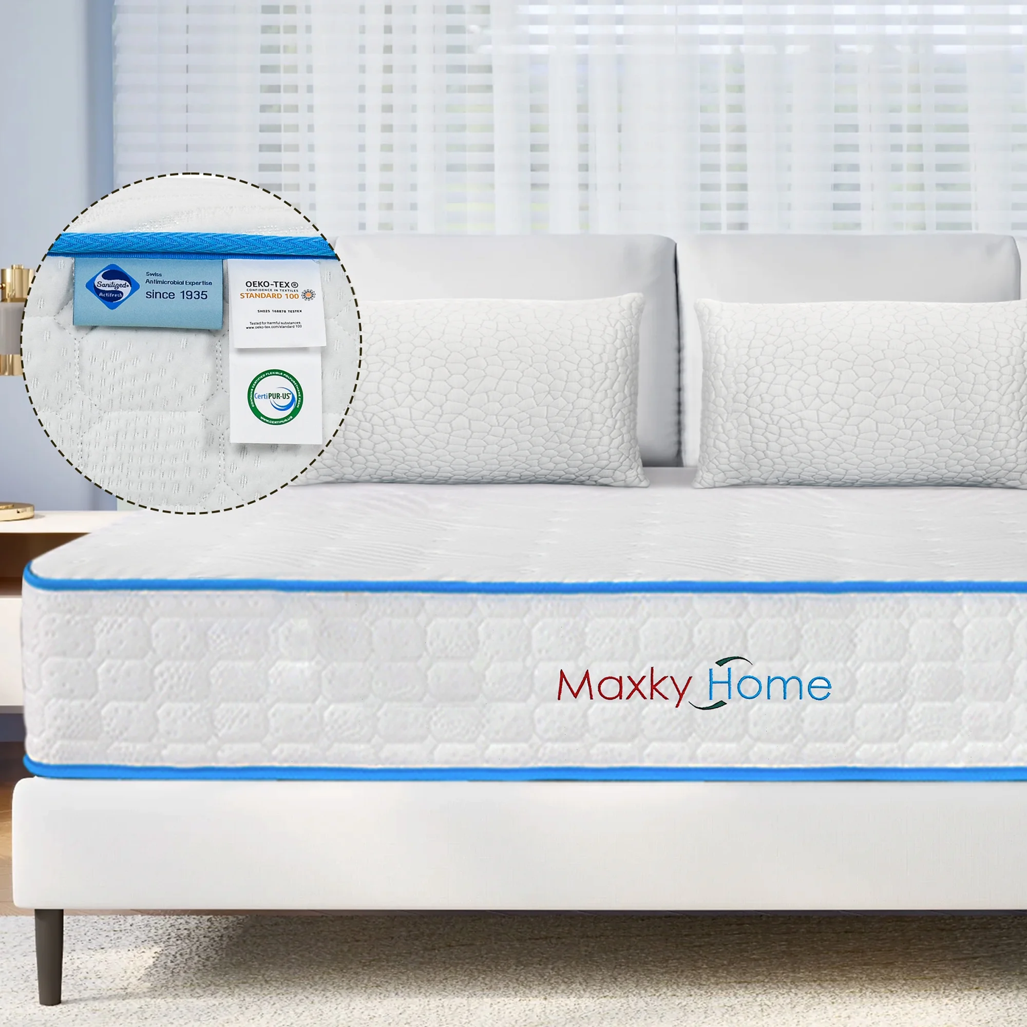 10 Inch Queen Mattress with Pillows, 4 Sizes Gel Memory Foam Mattress Bed in a Box Medium Firm Hybrid Mattress CertiPUR-US Certified 10-year Warranty