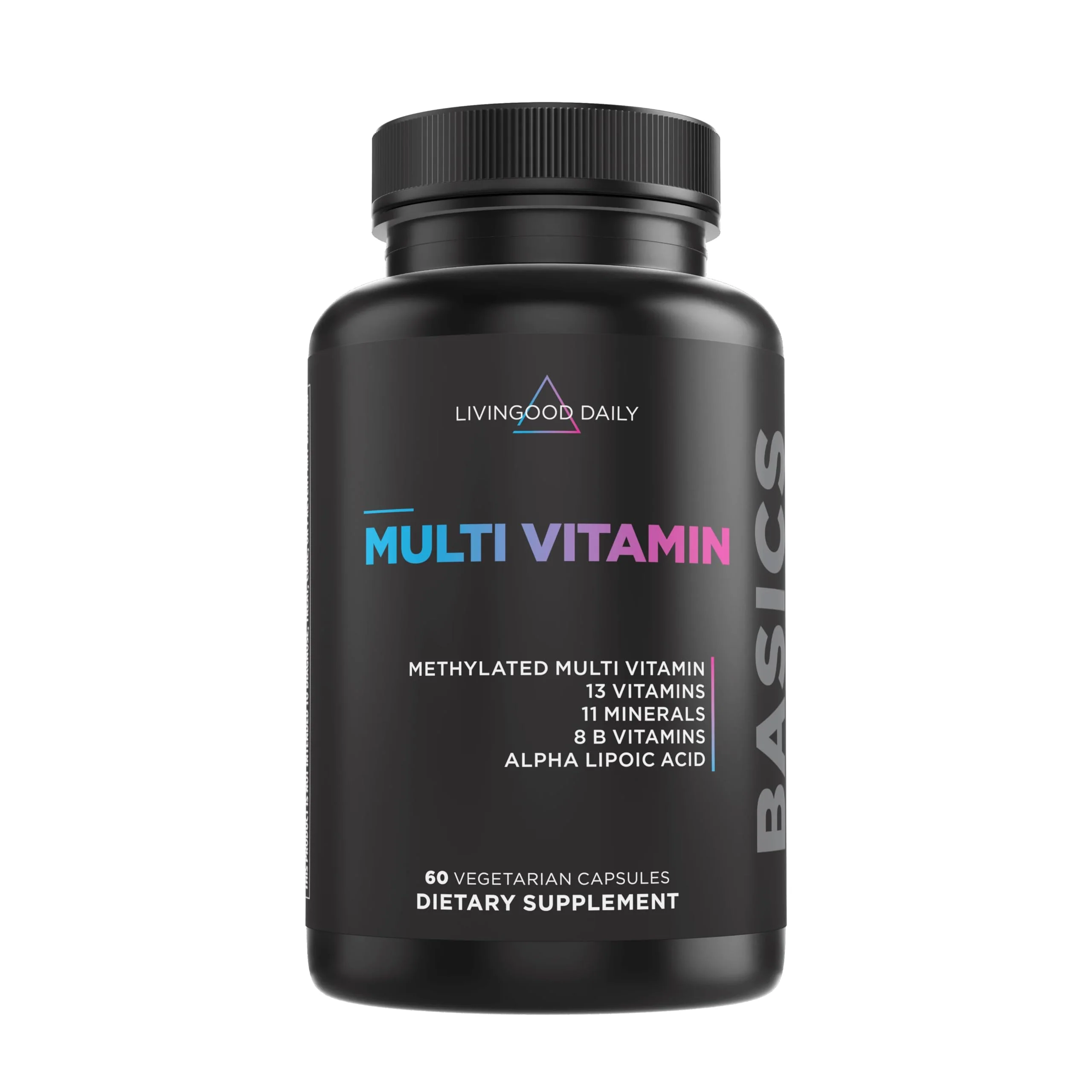 Livingood Daily Methylated Multivitamin for Women & Men, Multi Vitamin - Mineral Supplement Capsules with Iron, B Complex, Selenium, & Zinc - Non-GMO