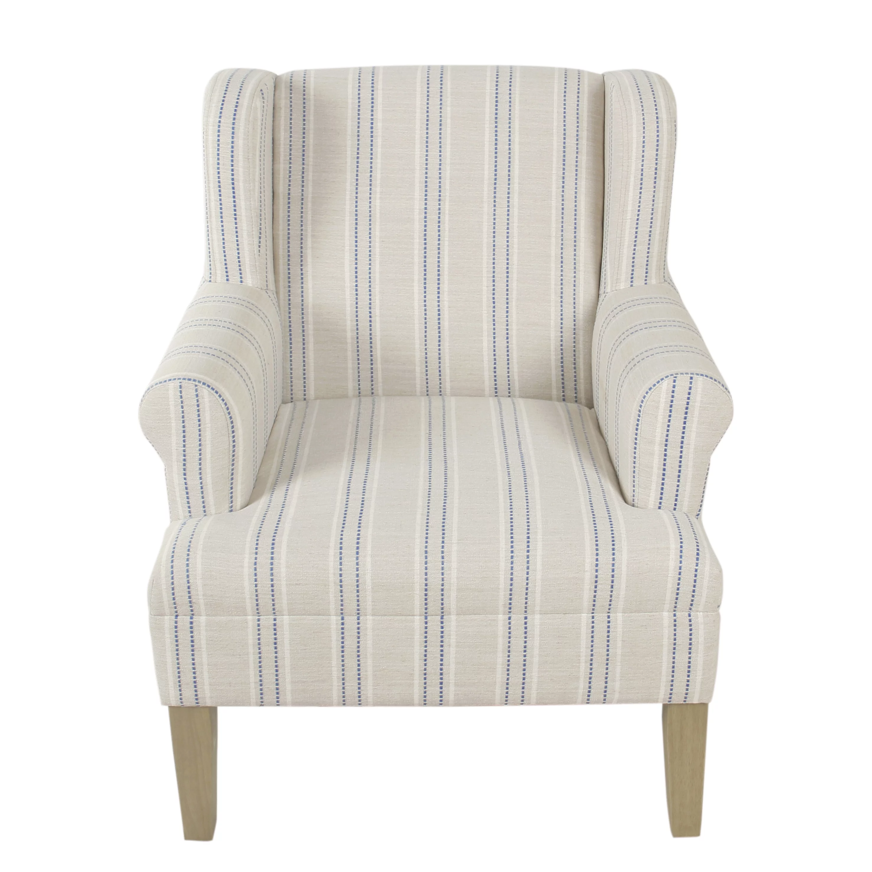 HomePop Emerson Wingback Accent Chair - Blue and Off-White Striped