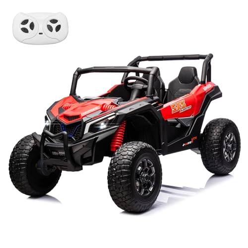 MOLACHI 24V 2 Seater Kids Ride on UTV Car,4WD Battery Powered Electric Vehicle for Kid,Ride On Truck with Remote Control,Safety Belts,3 Speeds