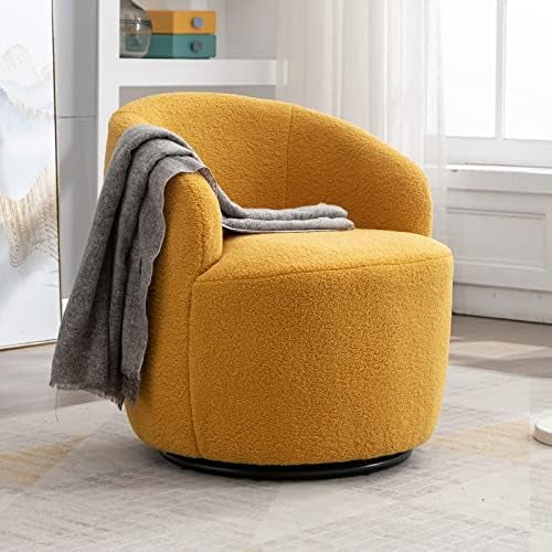 YZboomLife Swivel Barrel Chair with Velvet Fabric  Swivel Accent Chair  Comfy Sherpa Round Accent Chair for  Swivel Club Armchair for Nursery Living