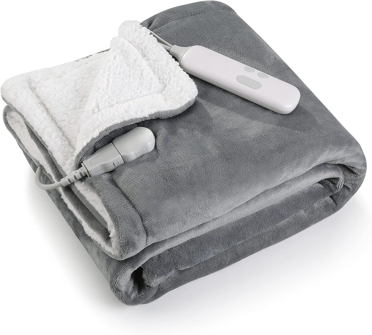Electric Blanket Heated Throw Flannel & Sherpa Fast Heating Blanket 50" x 60", ETL Certification with 6 Heating Levels & 5 Auto-Off Timing Settings