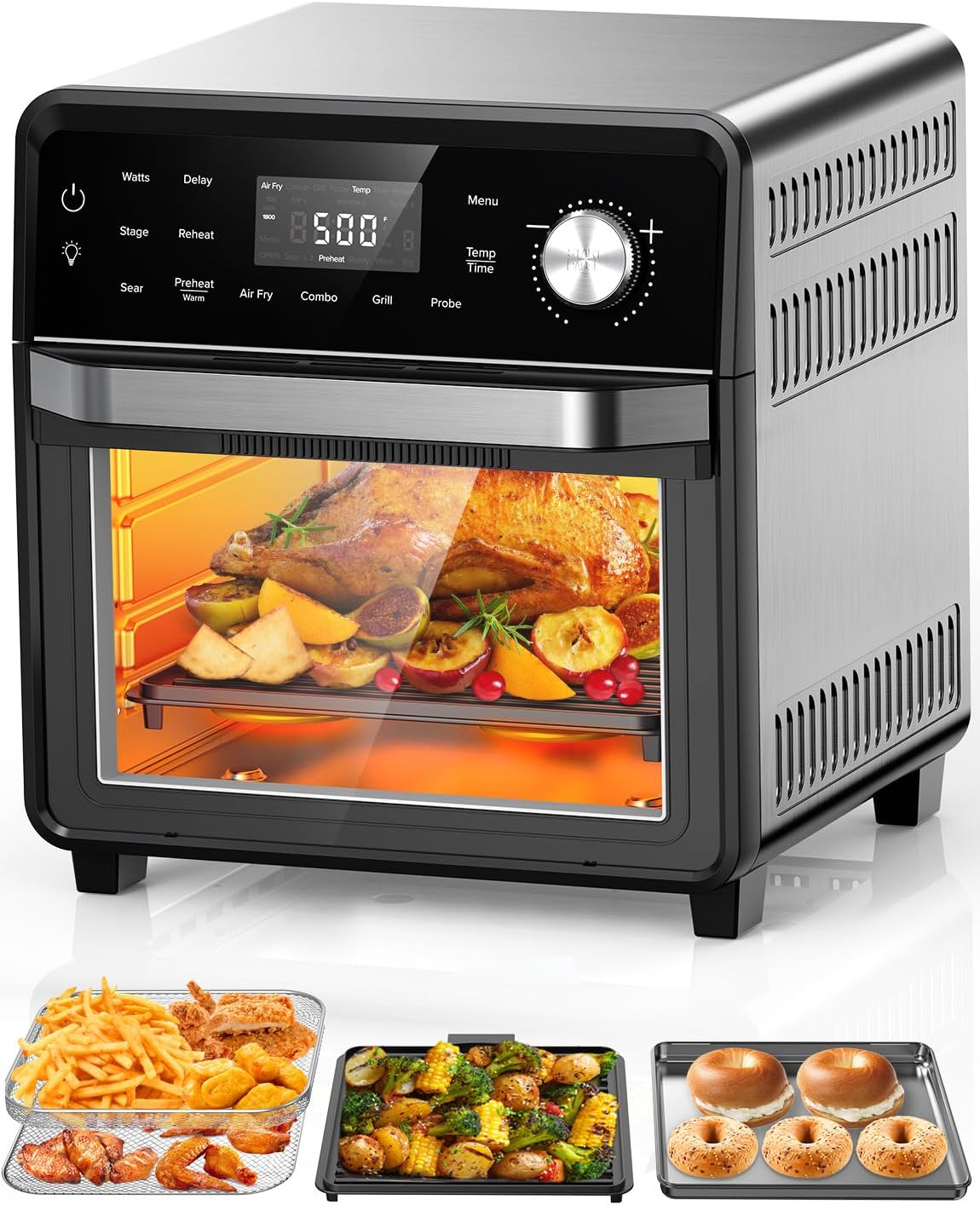 Nuwave Smart Air Fryer Oven with POWERPORT™ Plug-In Grill for Dual-Zone Efficient Cook