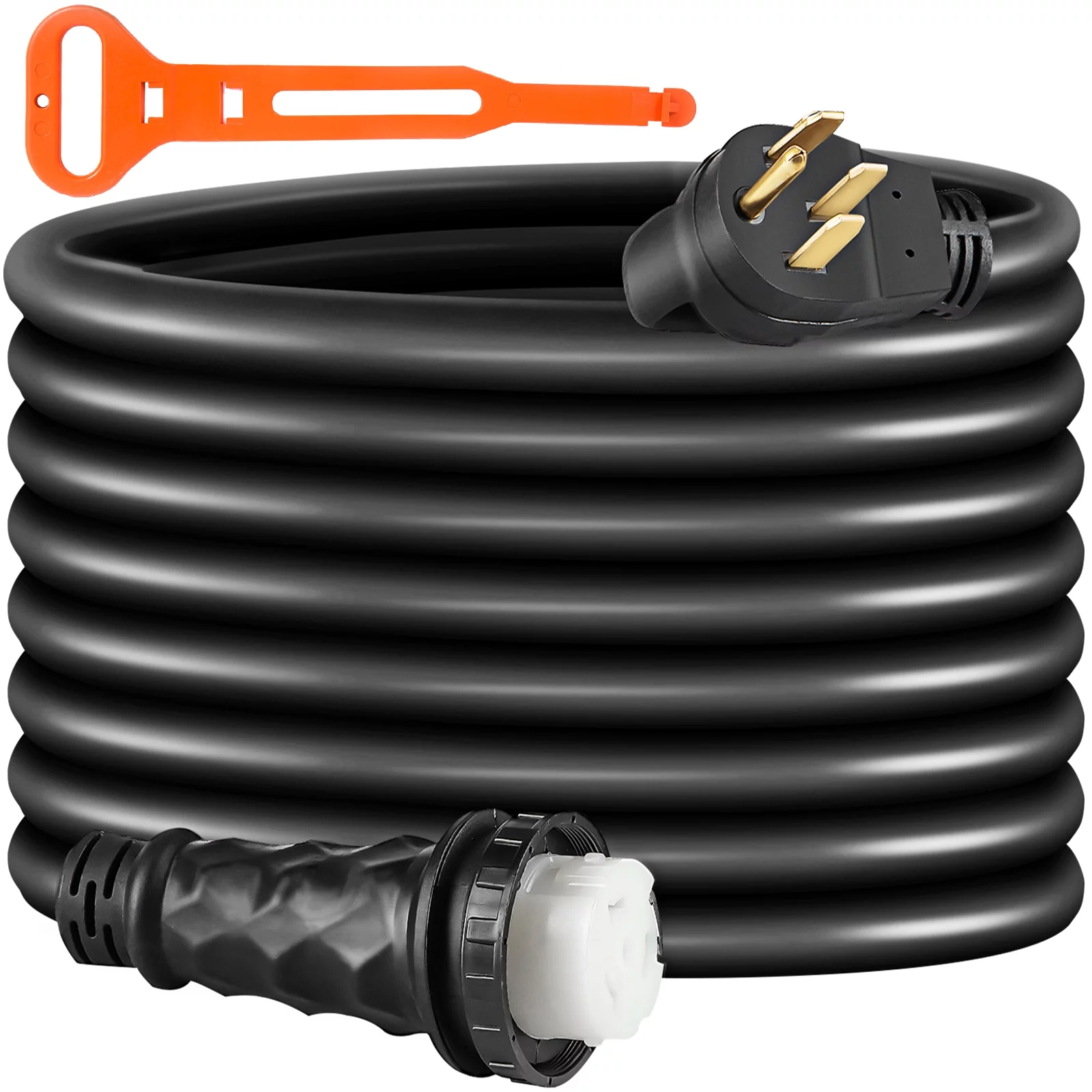 VEVOR RV Shore Power Extension Cord 50Ft 50 AMP Weatherproof Heavy Duty 6AWG/3C+8AWG/1C Twist Lock Cord 50 Amp RV Replacement Cord UL and CSA