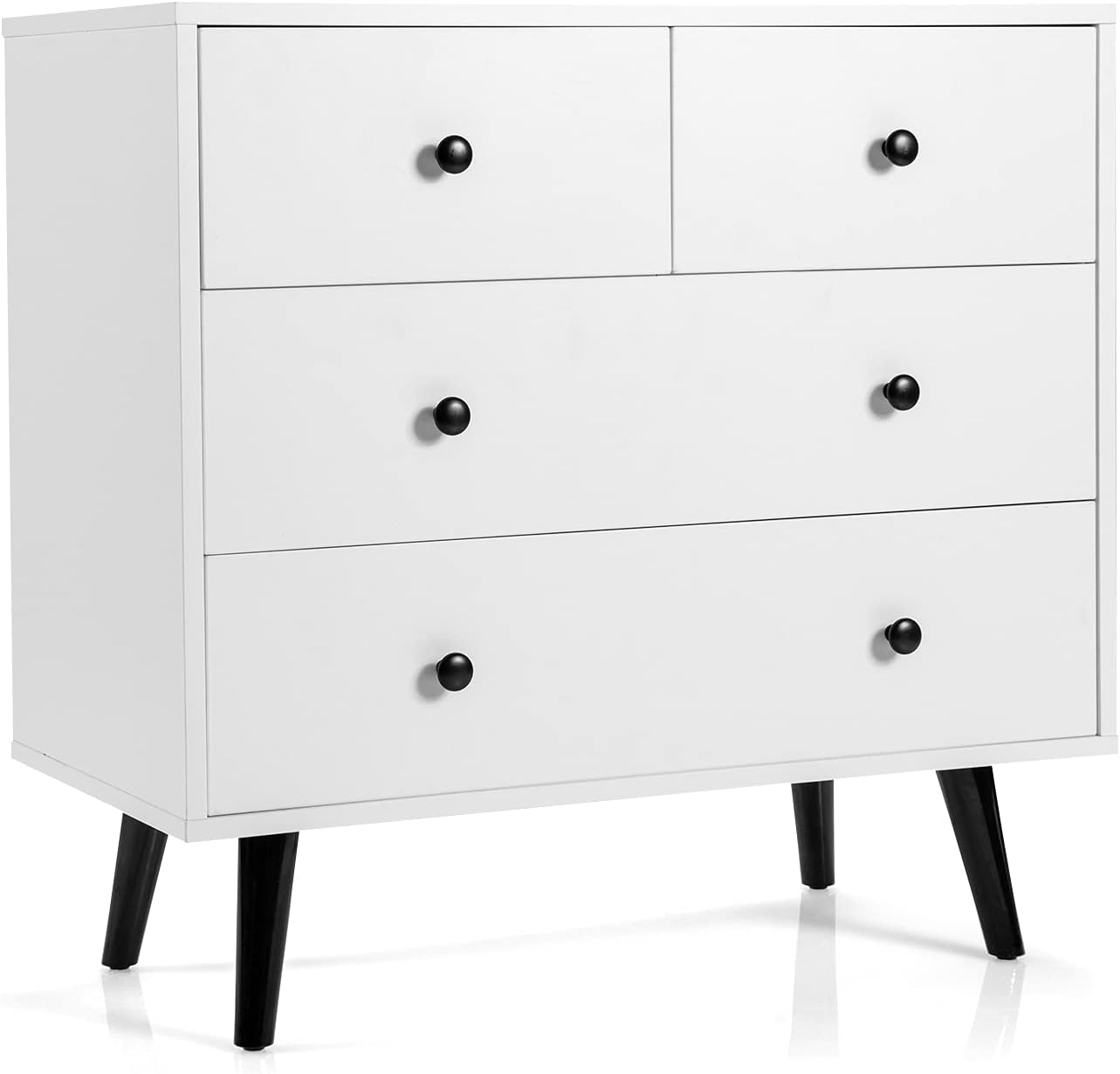 Giantex 4 Drawer Chest Dresser w/Spacious Drawers & Metal Handles, Sturdy Wooden Storage Organizer Unit for Living Room, Bedroom, Nursery Room