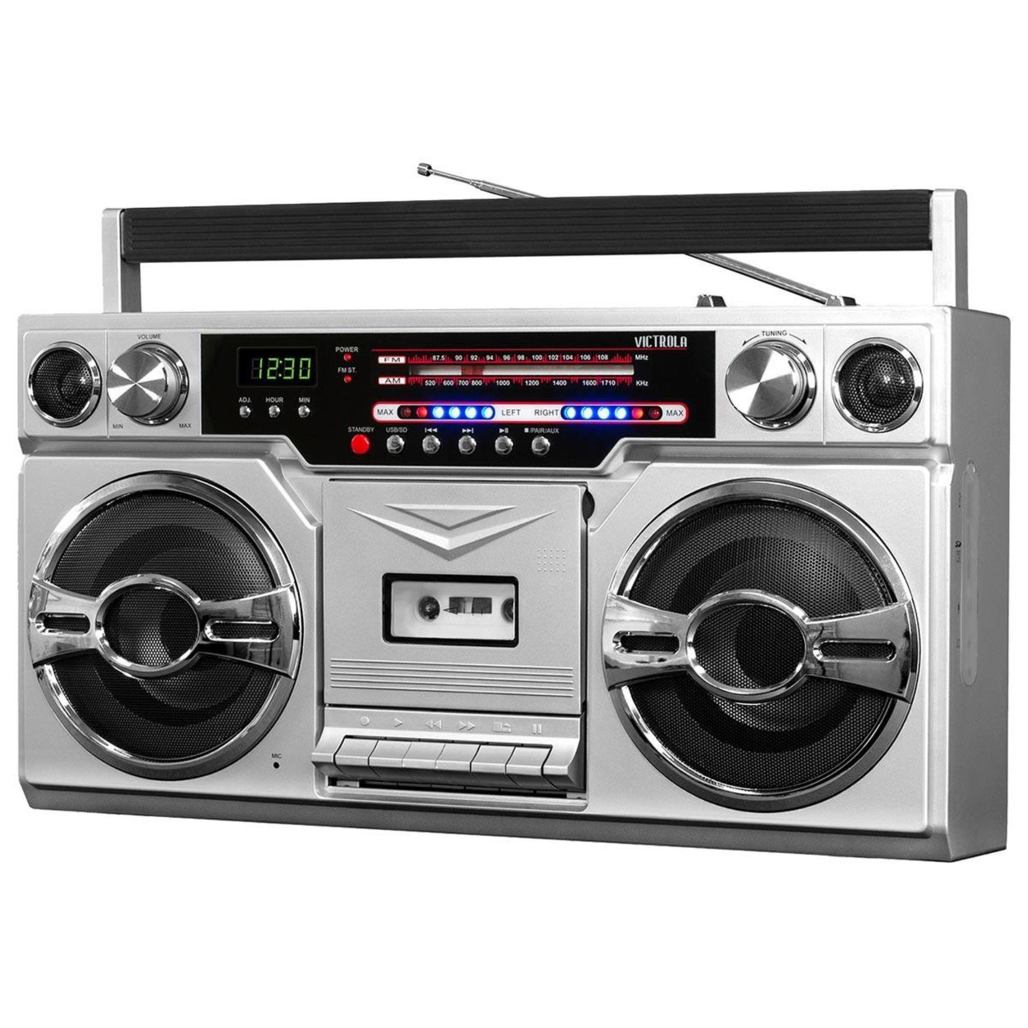 Victrola Bluetooth Boombox with Cassette Player u0026 AM/FM Radio