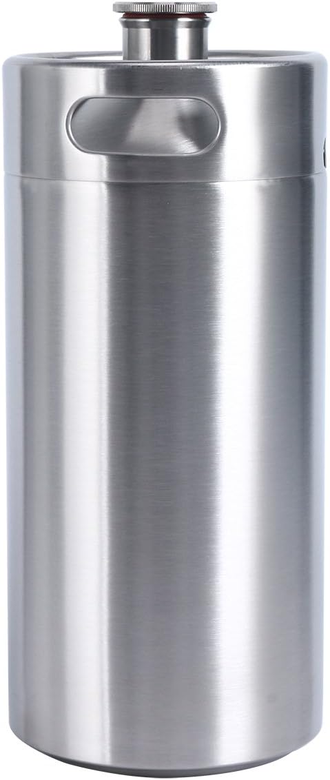 128 OZ Mini Keg Growler Canteen Craft Beer Homebrewing Home Brew Stainless Steel Beer Barrel Holds Beer Silver (128oz Growler) Pack of 2