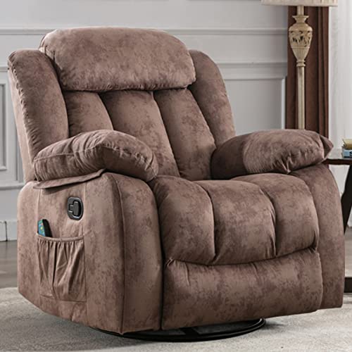 INZOY Massage Swivel Rocker Recliner with Heat and Vibration, Manual Rocking Recliner Chair with Vibrating Massage