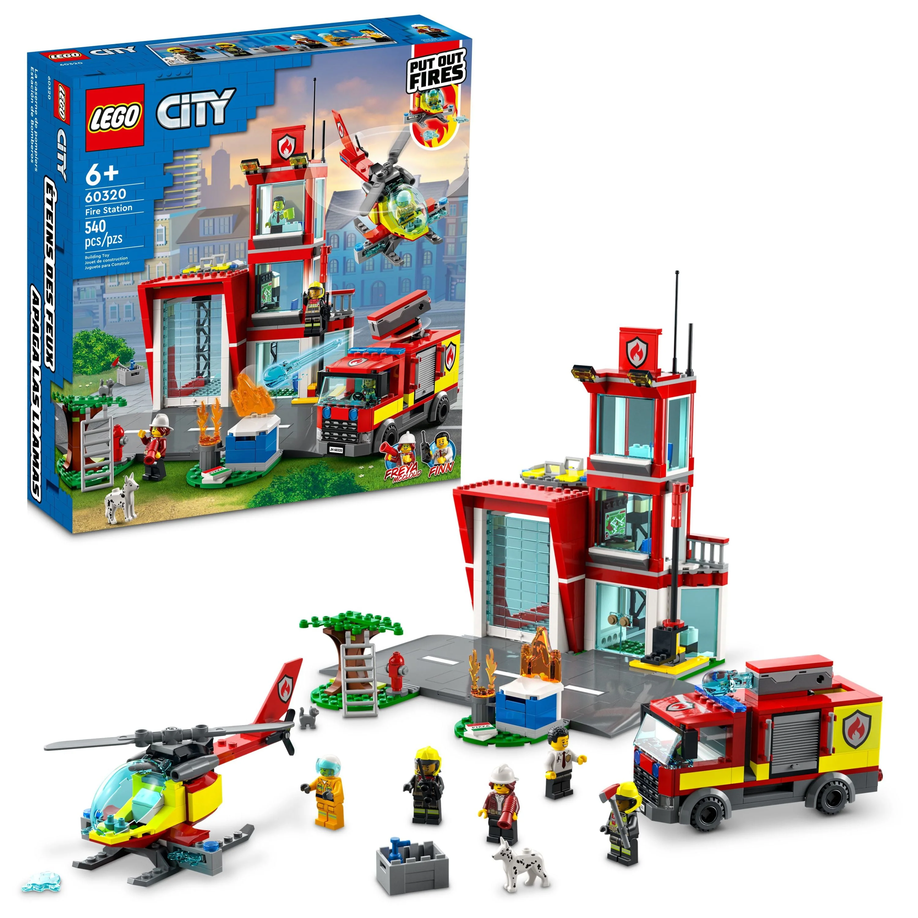 LEGO City Fire Station Set 60320 with Garage, Helicopter & Fire Engine Toys plus Firefighter Minifigures, Emergency Vehicles Playset