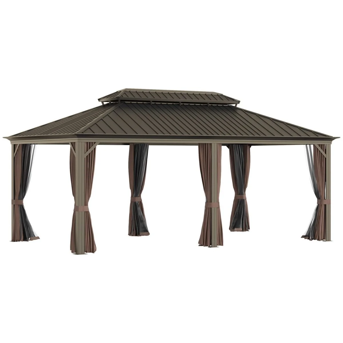 Sunmthink 12x20 ft Hardtop Gazebo with Double Roof