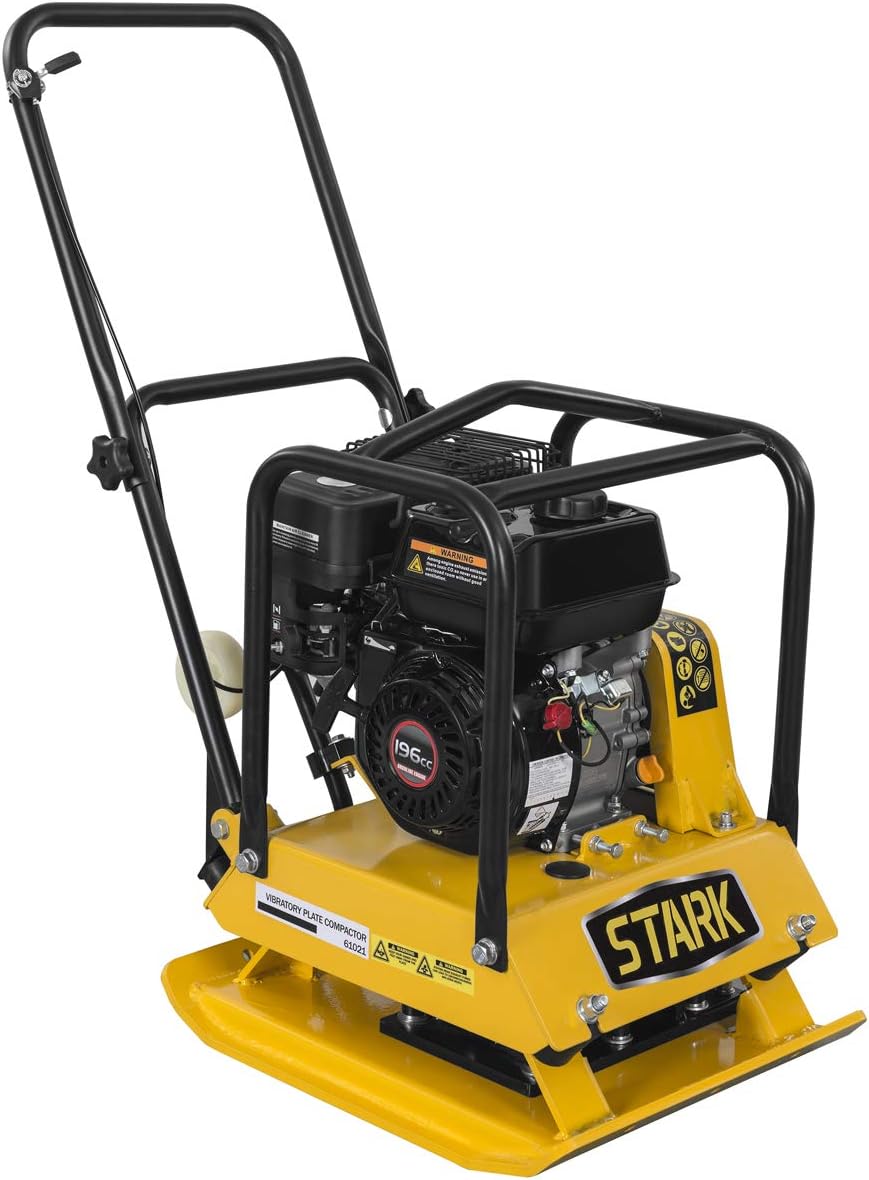 Stark 6.5hp Walk Behind Vibration Compaction Force Plate Compactor 2248lbs Force Foldable Handle Wheel 196cc EPA Engine