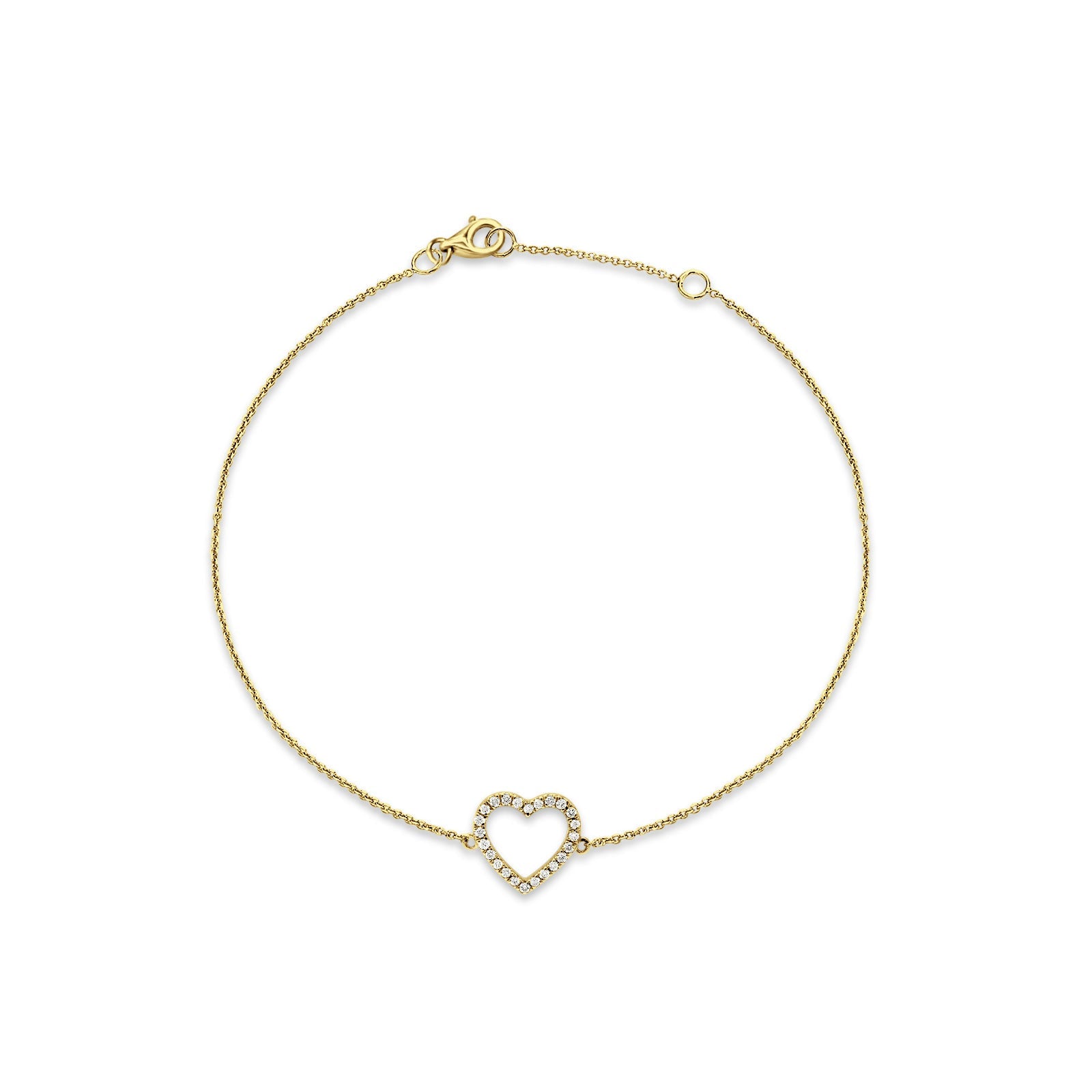 Blue Apple Jewelry Co. Diamond Heart Bracelet 14K Yellow Gold 0.13ct