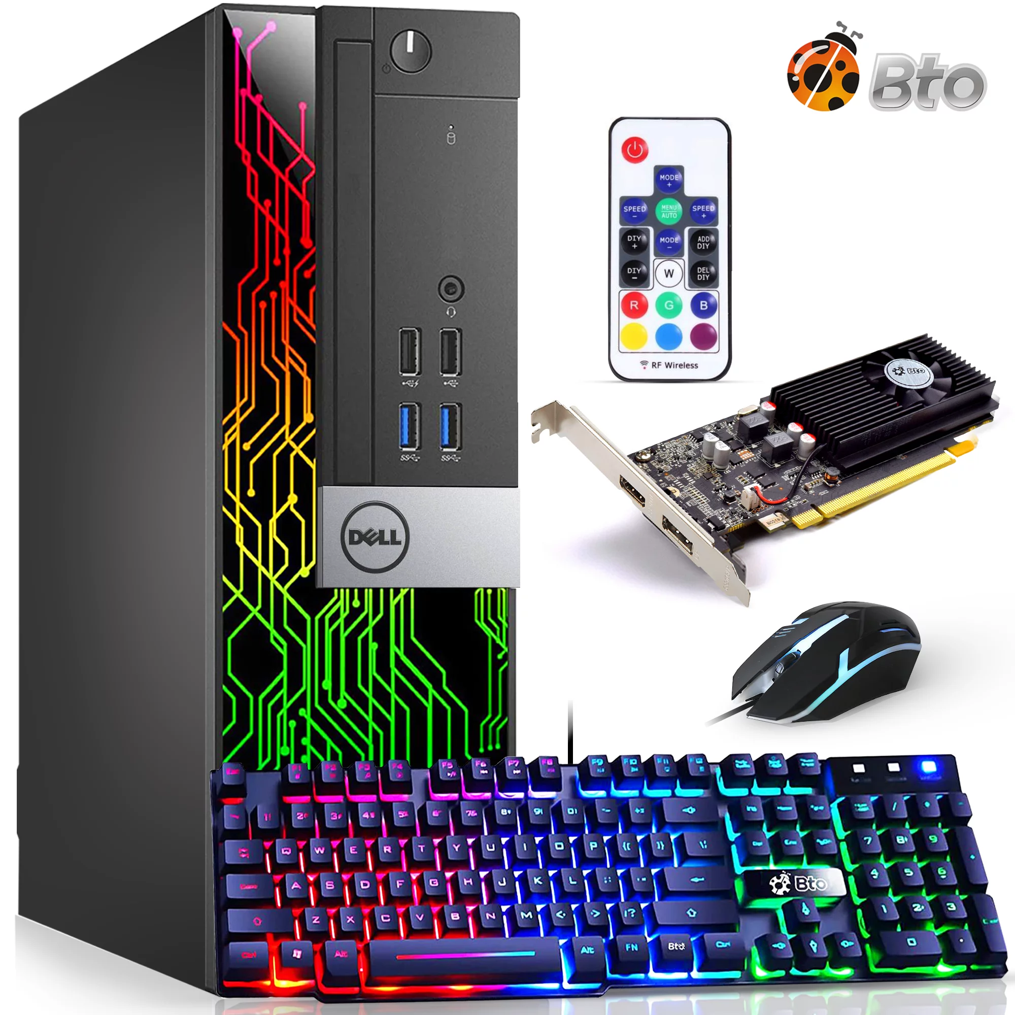 Restored Dell RGB Gaming Computer Desktop PC, Intel Core i7 6th Gen. Processor, 16GB DDR4 Ram, 256GB SSD + 1TB HDD, AMD Radeon RX 550, WiFi
