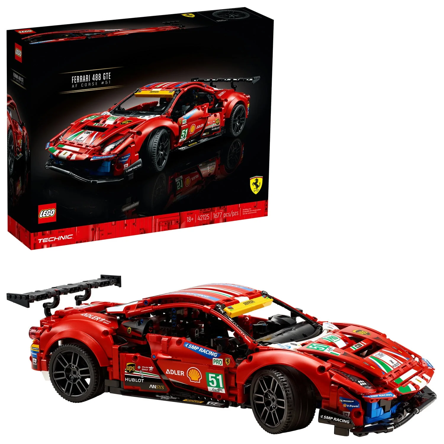 LEGO Technic Ferrari 488 GTE “AF Corse #51” 42125 Super Sports Car Exclusive Collectible Model Kit,  Collectors Set for Adults to Build