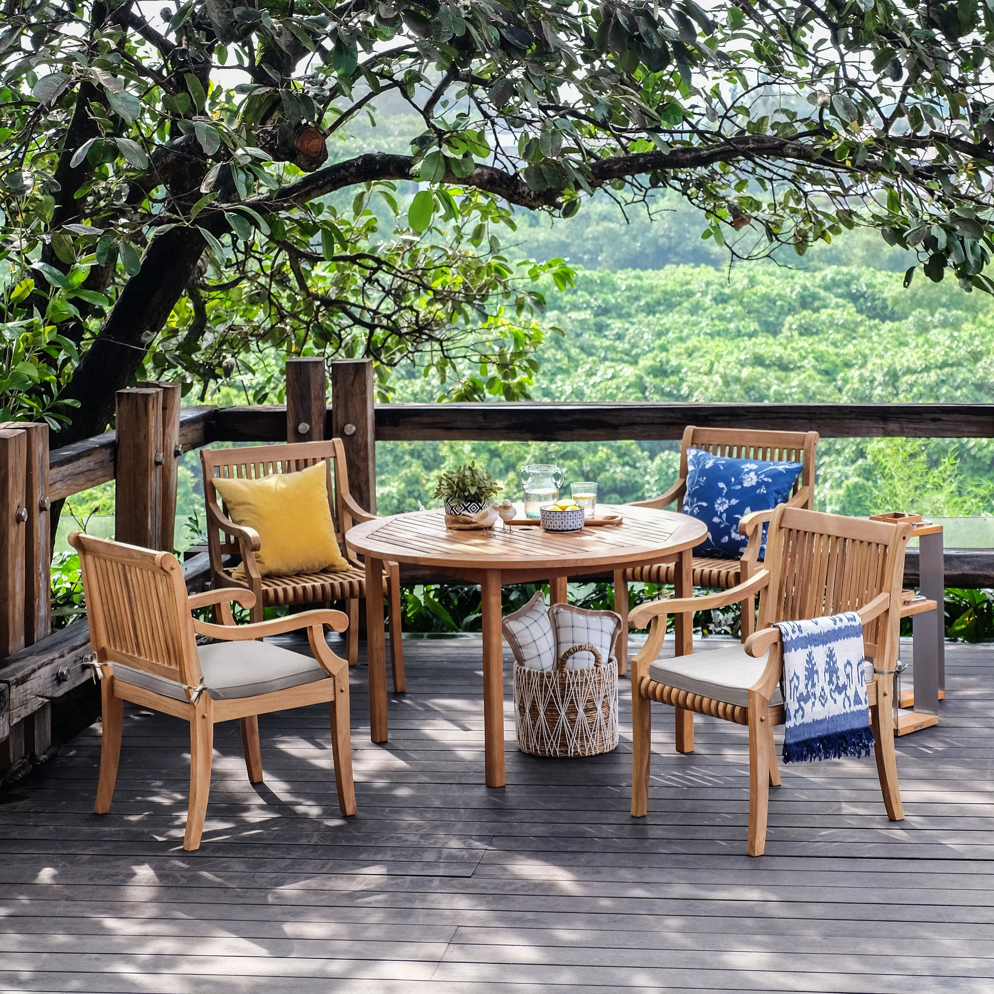 Cambridge Casual  Chara 5-piece Teak Patio Dining Set with Cushion