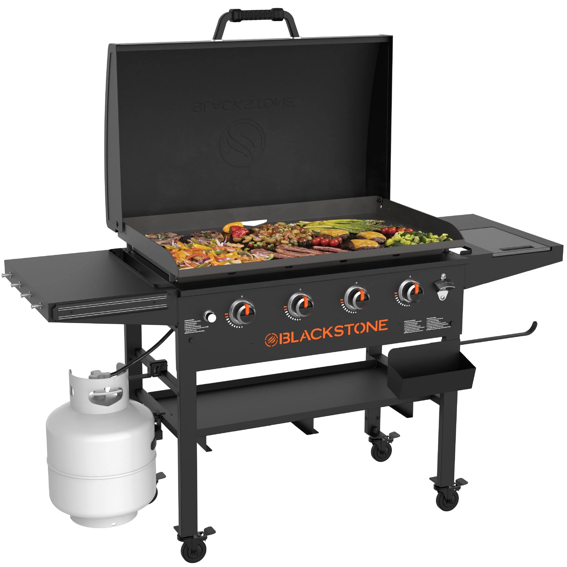 Blackstone Original 4-Burner 36” Propane Griddle with Hood and Omnivore Griddle Plate