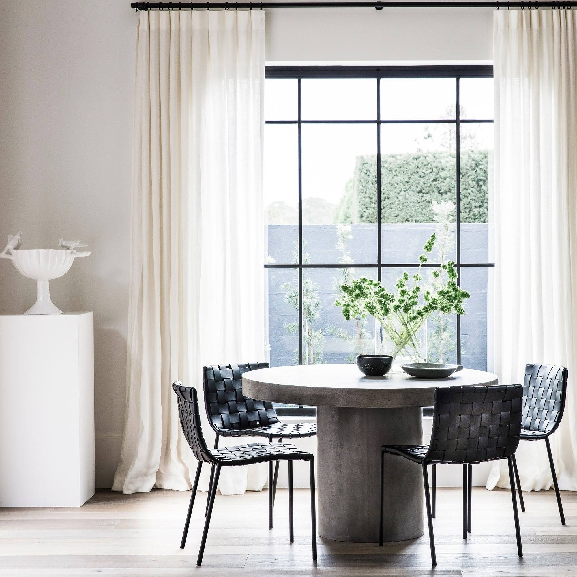 Elite Living Soho Mid-Century Modern Leather Weave Dining Chair - Single - Black - Dining Height