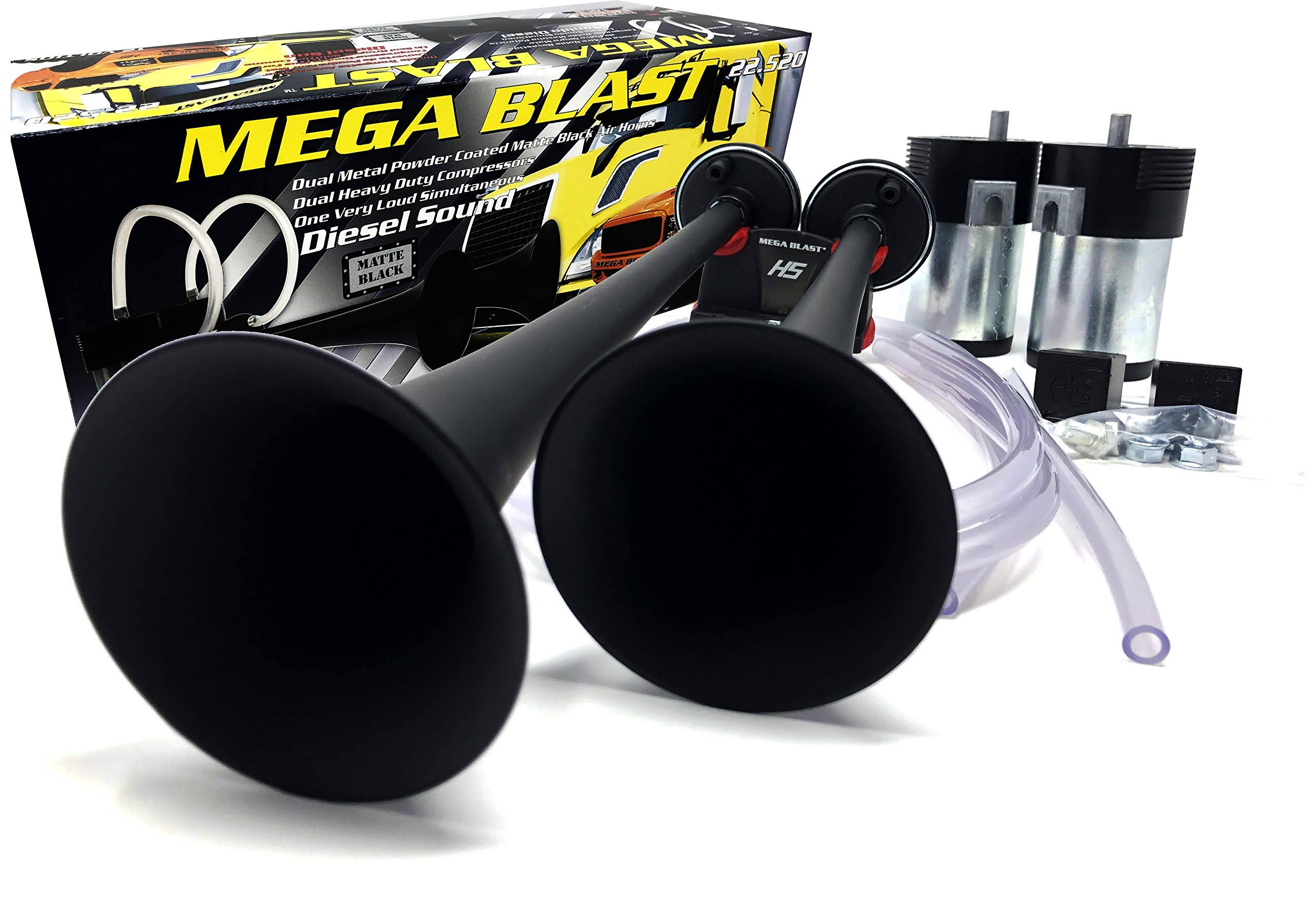Mega Blast Air Horns for Trucks Cars SUV Train Sound Extremely Loud Black