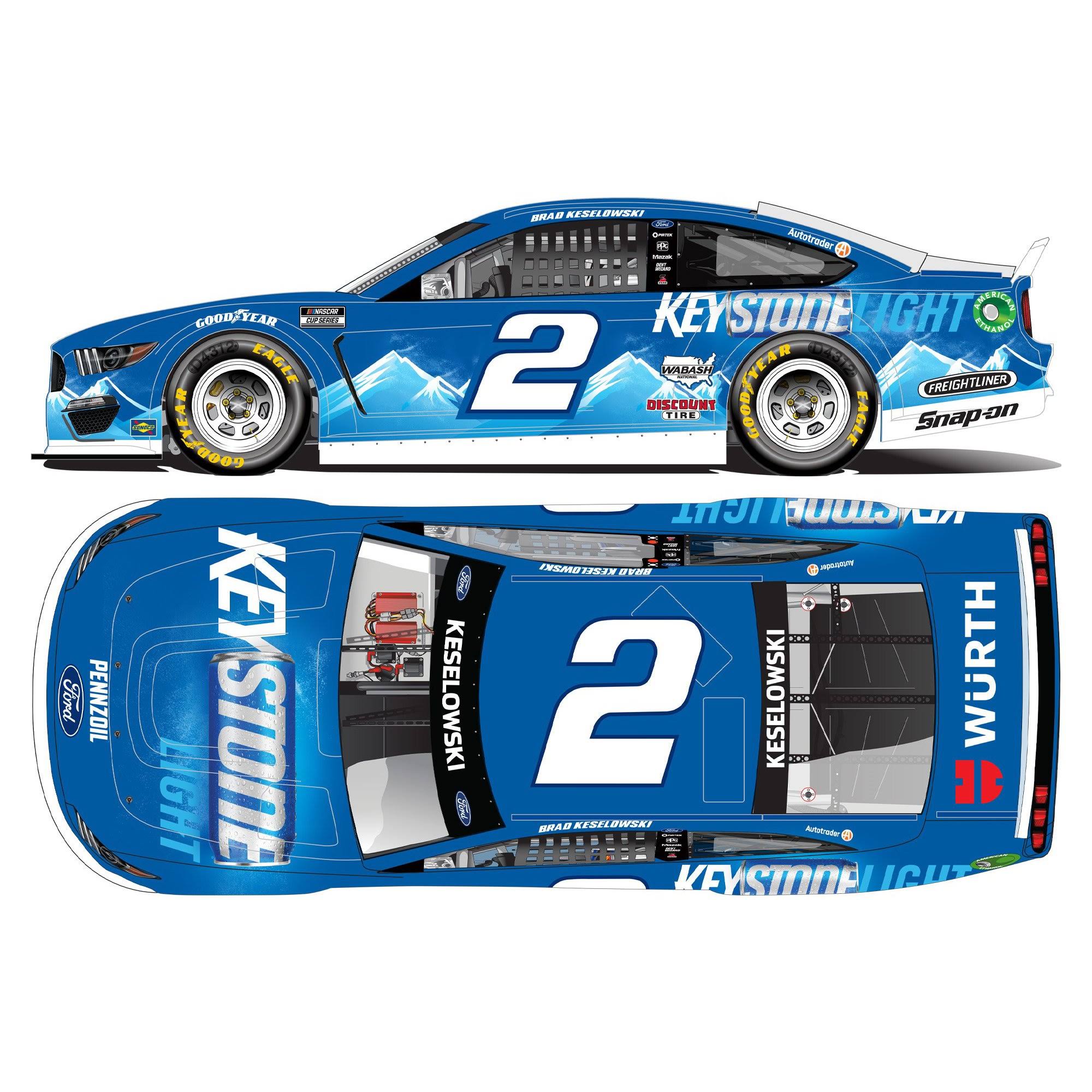 Action Racing Brad Keselowski 2021 #2 Keystone Light 1:24 Color Chrome Die-Cast Ford Mustang