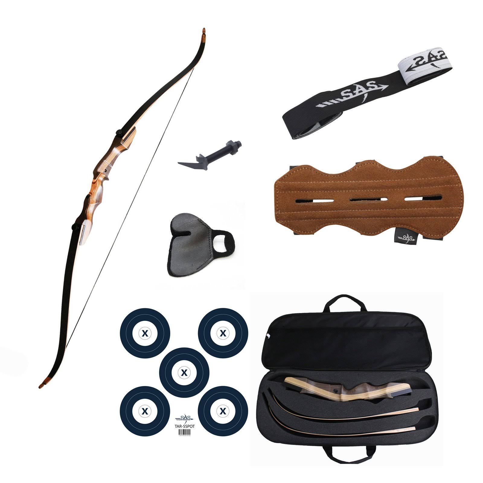 Samick Sage Take Down Recurve Bow Combo Package with Case, Armguard, Stringer, Men&s, Size: One size, Brown
