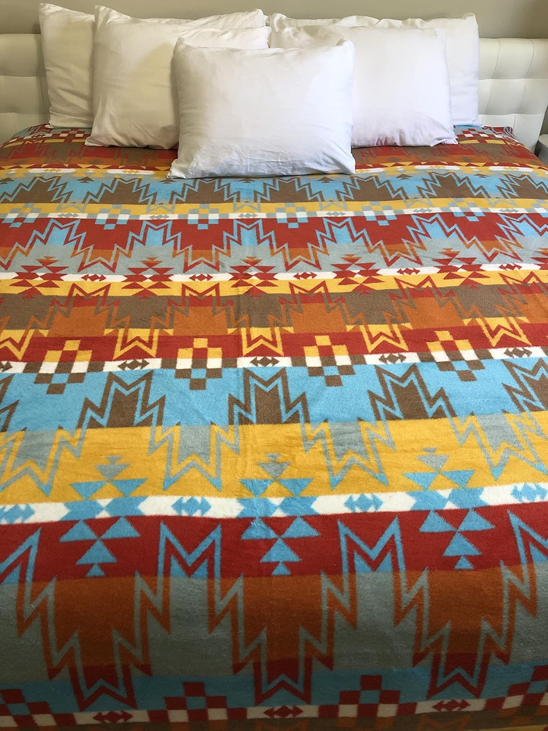Beacon Blankets Classic Collectible Wigwam Design Southwestern Native American Premium Thick Plush Turkish Cotton Blend Blanket Throw Twin Full 72 x