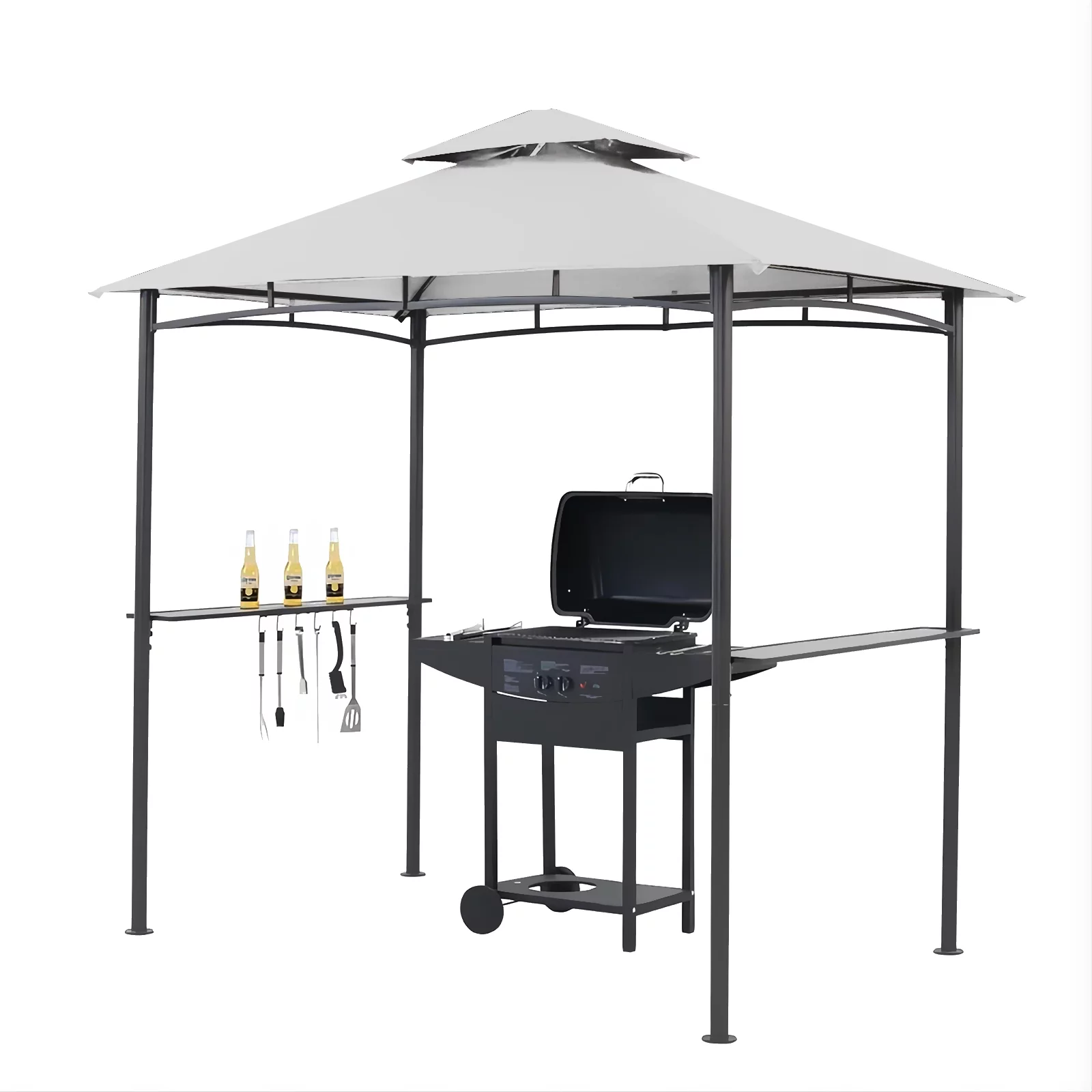 Grezone Outdoor Grill Gazebo Tent BBQ Canopy for Outdoor Grill Shelter BBQ Grill Gazebo Hardtop (L96 x W60 x H101 Inch) White - Radiant Selections