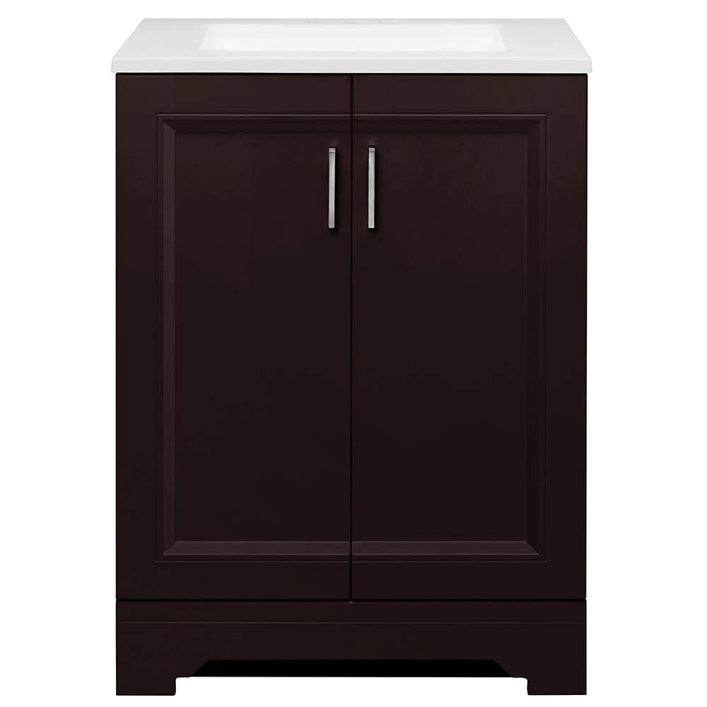 Glacier Bay Willowridge 24-1/2 in. W Bath Vanity in Carob with Cultured Marble Vanity Top in White with White Sink