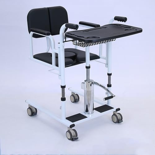 Hydraulic Patient Lift Transfer Chair,4 in 1 Transfer Chair with 180° Split Seat with Toilet and Tray Table, for Nursing Elderly