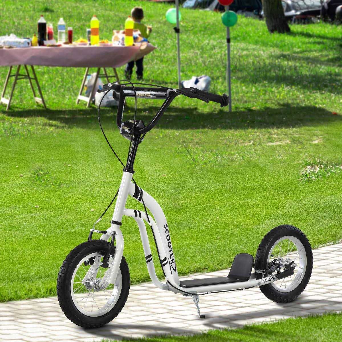 Aosom Youth Scooter Front and Rear Caliper Dual Brakes 12-Inch Inflatable Front Wheel Ride On Toy for Age 5+ - Sports Supplies Online Store
