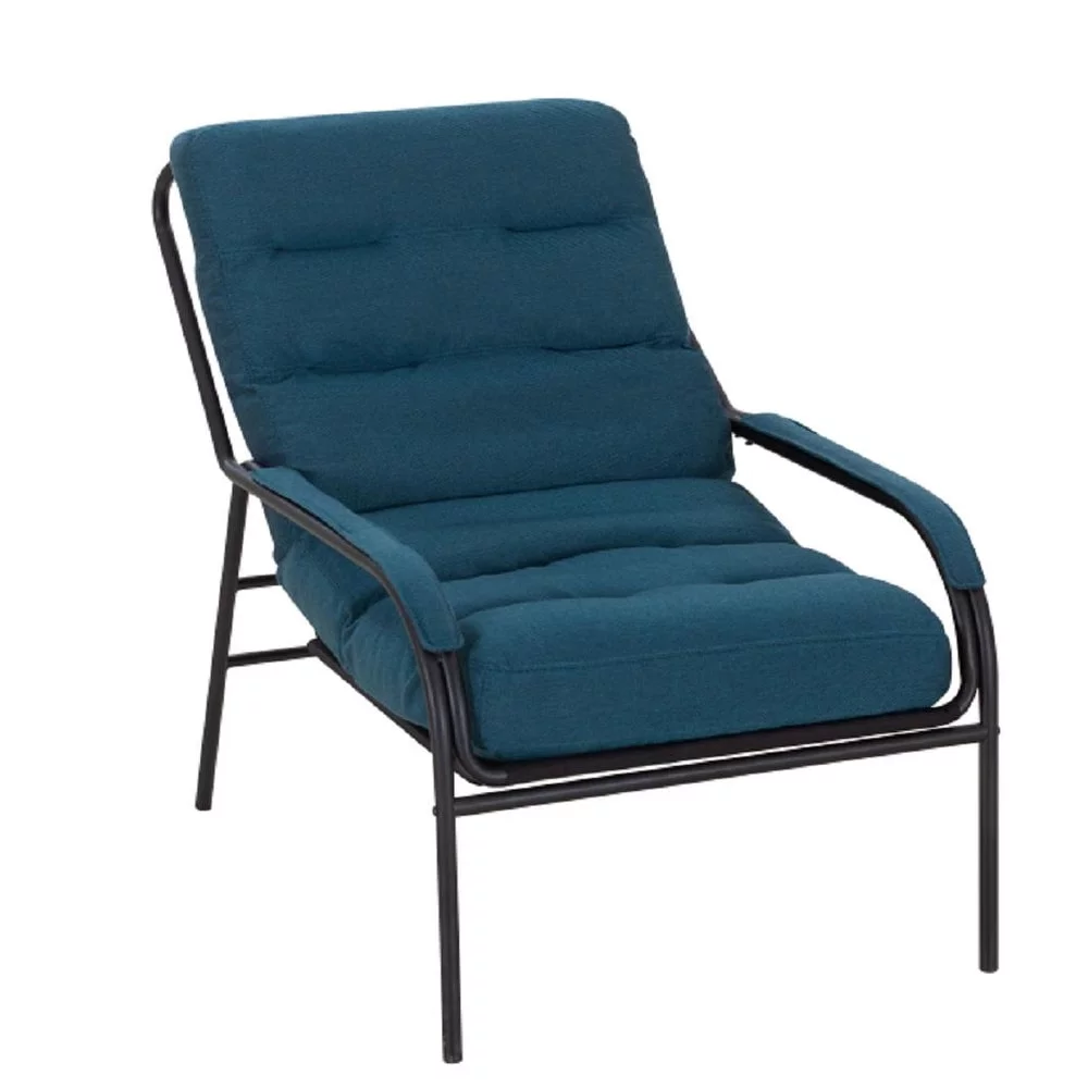 Lounge Recliner Chair with Metal Frame and Removable Cushion Navy Blue