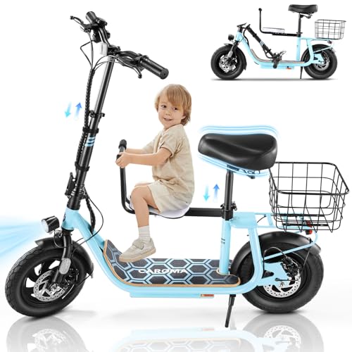 Caroma Peak 500W/800W/1200W Electric Scooter with Seat, 30 Miles Max Range Electric Scooter Adults&Teens, 48V Large Battery