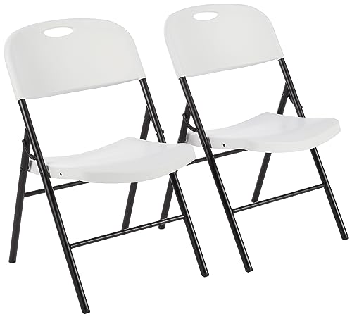 Amazon Basics Sturdy Foldable Plastic Chair, Portable, 350-Pound Capacity, White, 6-Pack