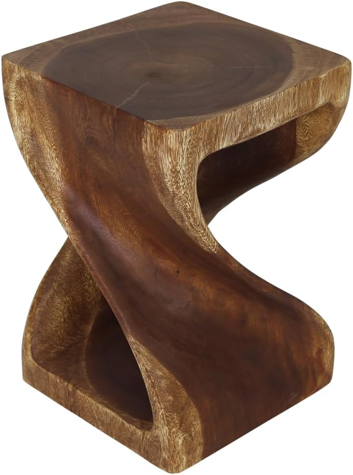 Haussmann® Original Wood Twist End Table 12 X 12 X 18 in High Walnut Oil