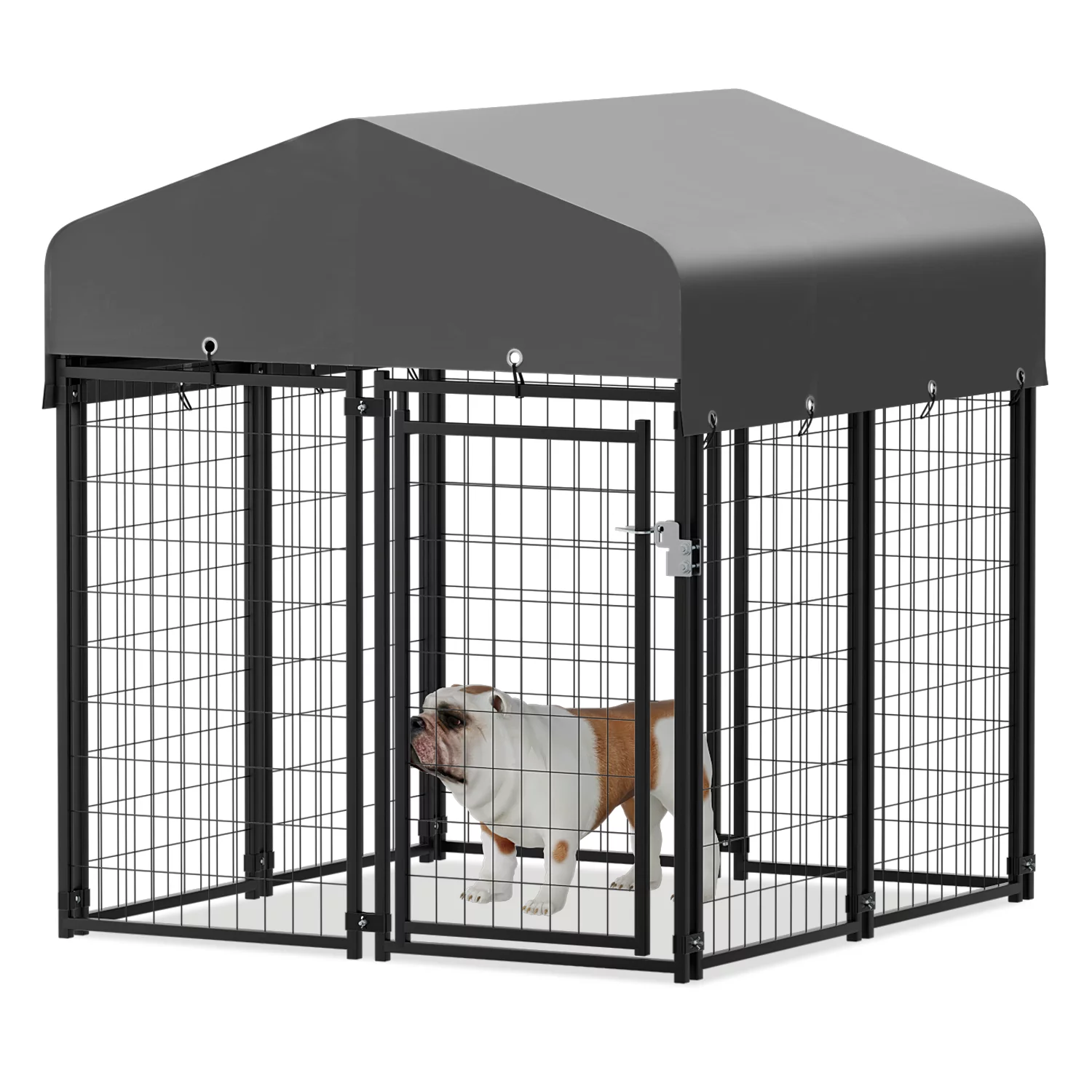 MoNiBloom 4ft x 4.25ft x 4.5ft Outdoor Dog Kennel with UV Protection Waterproof Cover and Roof
