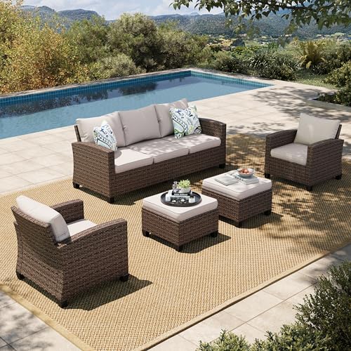 HERA'S HOUSE Patio Furniture Set with 56" Fire Pit Table, Outdoor Patio Conversation Sets
