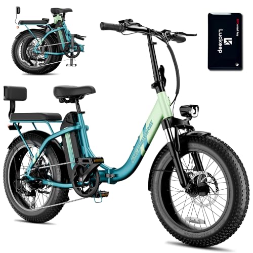 C23 2 Seater Electric Bike for Adults,750W Peak Motor 28 MPH, 720WH Removable Battery 65Miles Step-Thru Folding Ebikes,20" Fat Tire E-Bikes with NFC